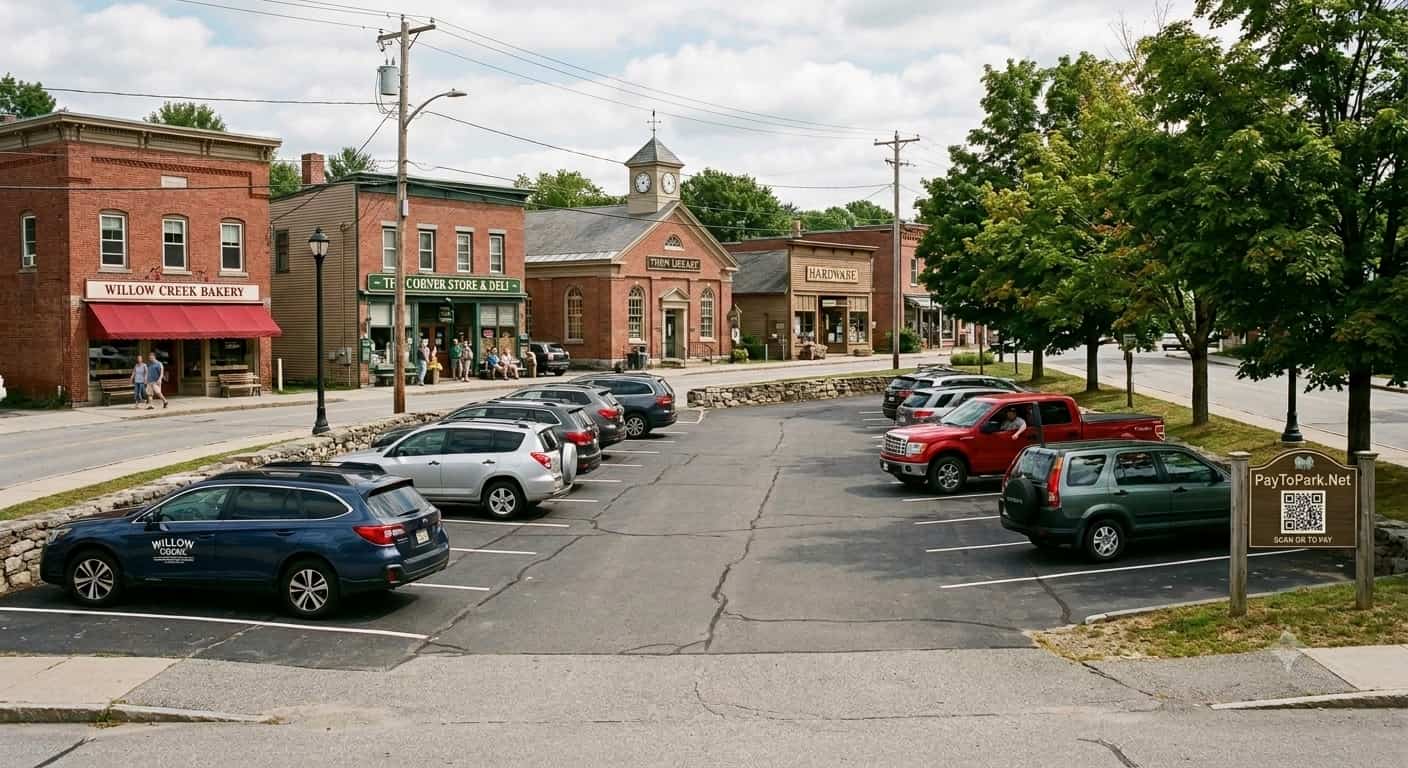 Small town parking lot
