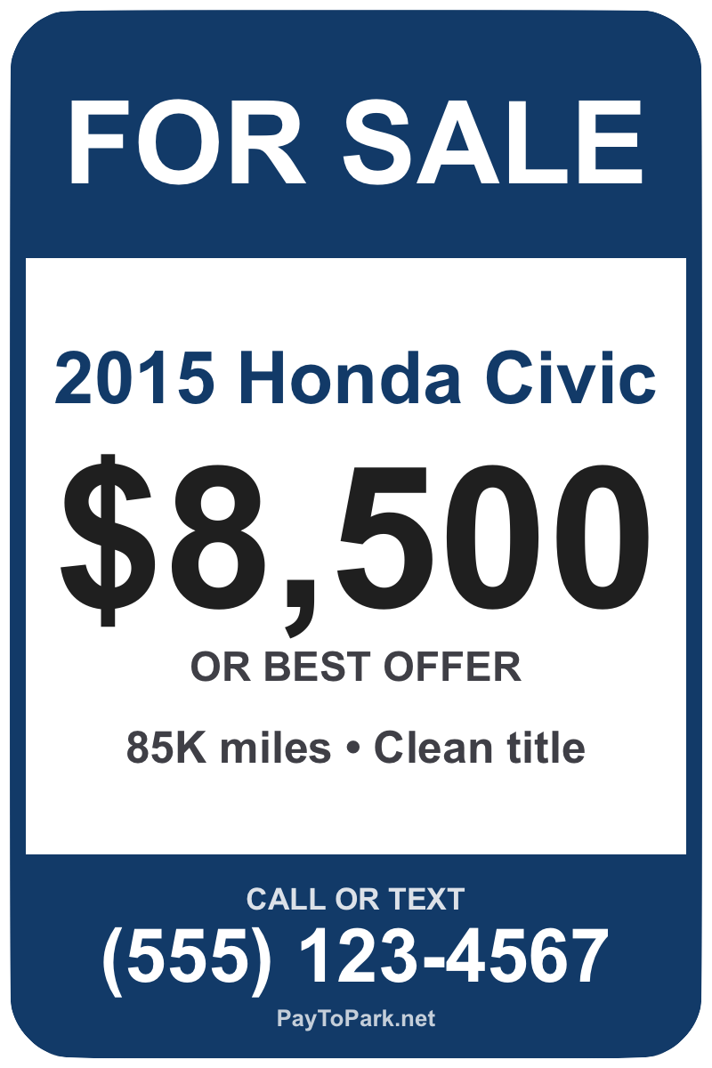 Car For Sale Sign template – free printable car for sale sign maker